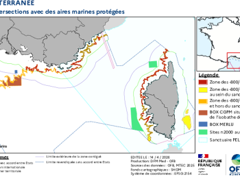 Zones proposées à la protection forte à l'UNOC3 en Juin 2025 en mer Méditerranée
