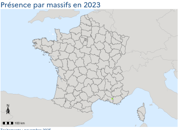 Carte de présence du Mouflon à manchettes en France en 2023